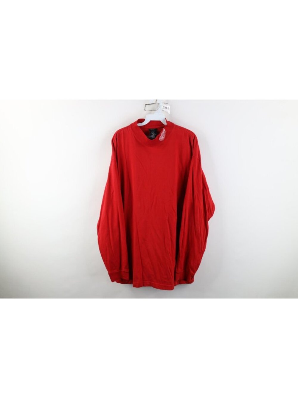 Vintage 90s Mens XL Detroit Red Wings Hockey Mock Neck Long Sleeve T-Shirt Red
